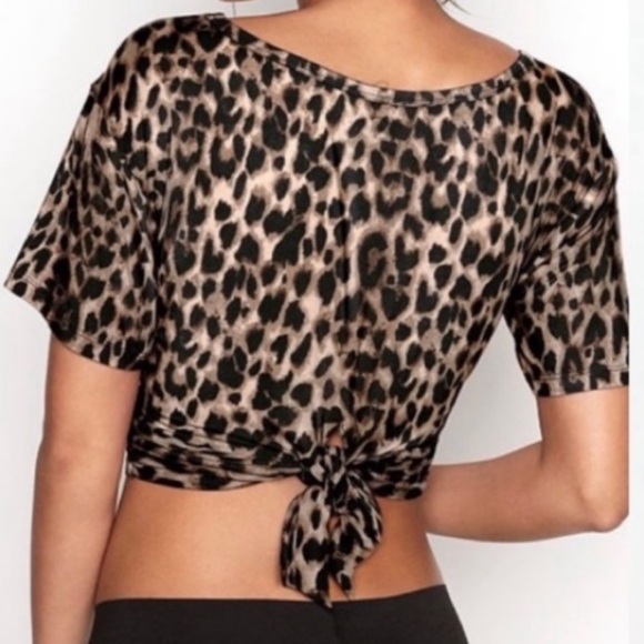 Victoria’s Secret Heavenly Cheetah Leopard Print Cropped Tie Short Sleeved Shirt - Picture 5 of 5